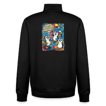 Collage de bandes dessinées Penguin Pop Art - Sweat zippé unisexe en coton bio Stanley/Stella - noir - Dos - AI Model Male 185 light (185cm)