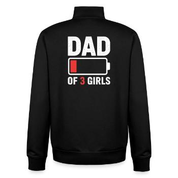 Dad of 3 Girls Battery Low - Unisex Organic Zip Sweatshirt by Stanley/Stella - black - Back - AI Model Male 185 light (185cm)