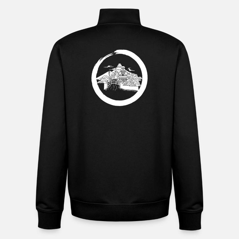 Paysage japonais blanc - Sweat zippé unisexe en coton bio Stanley/Stella - noir