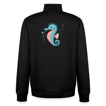 Seahorse in Turquoise and Pink - Unisex Organic Zip Sweatshirt by Stanley/Stella - black - Back - AI Model Male 185 light (185cm)