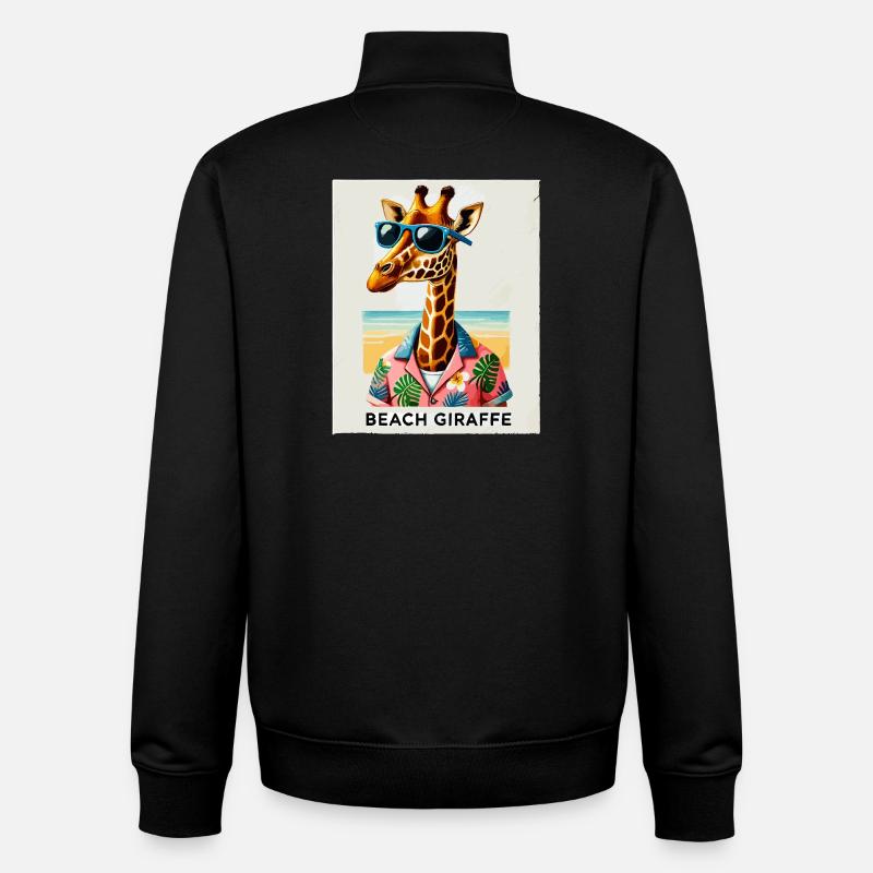 Beach Giraffe with Sunglasses - Unisex Organic Zip Sweatshirt by Stanley/Stella - black