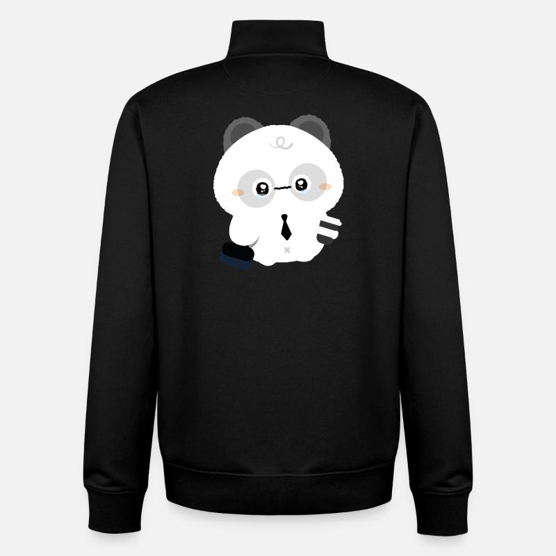 Trøtt panda - Unisex genser med glidelås i økologisk bomull Stanley/Stella - svart
