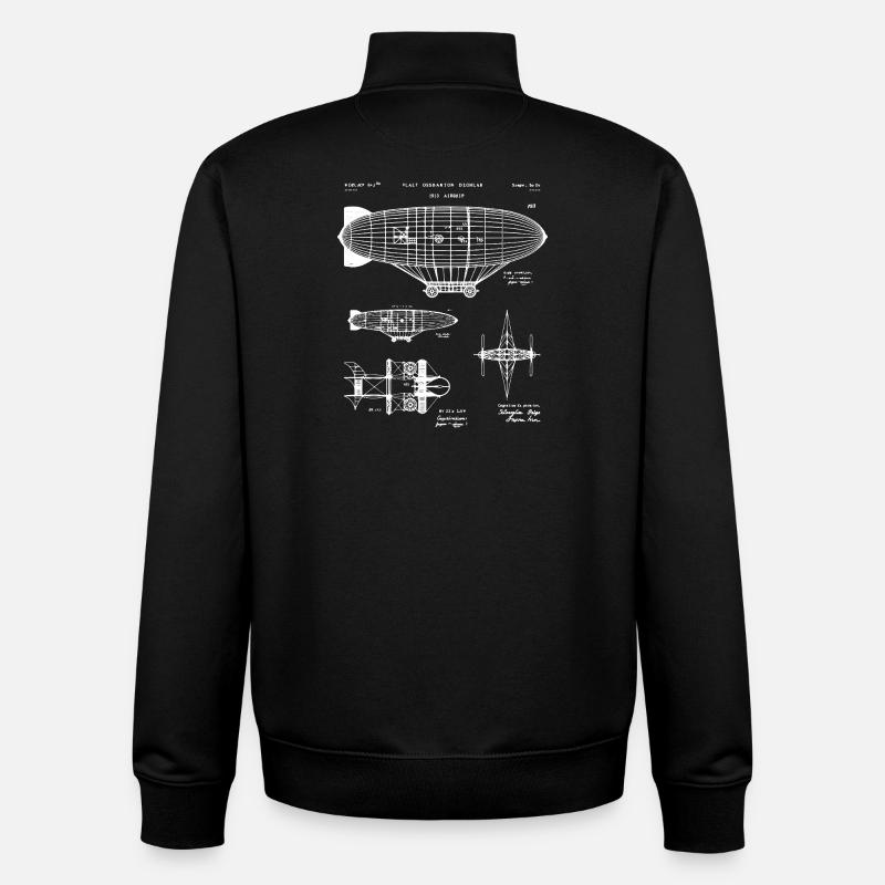 Esquisse du plan Zeppelin - Sweat zippé unisexe en coton bio Stanley/Stella - noir