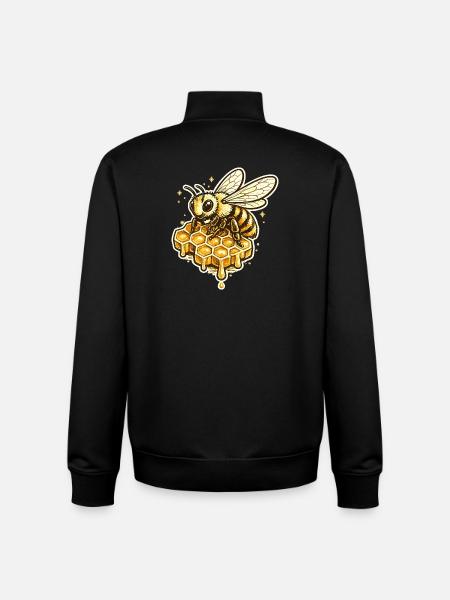 Honeycomb Bee Motif - Unisex Organic Zip Sweatshirt by Stanley/Stella - black