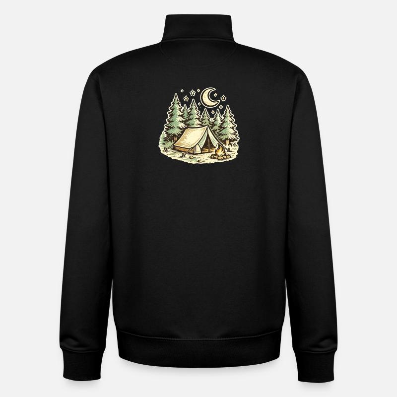 Forest Camping Moonlight Nights - Unisex Organic Zip Sweatshirt by Stanley/Stella - black