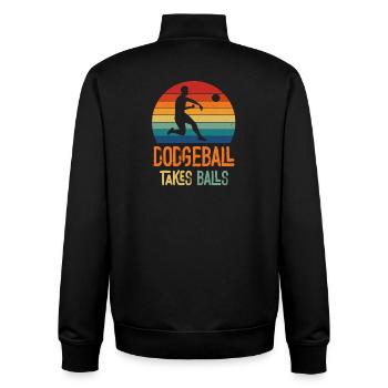 Dodgeball Takes Balls Retro Rainbow - Unisex Organic Zip Sweatshirt von Stanley/Stella - Schwarz - Hinten - AI Model Male 185 light (185cm)