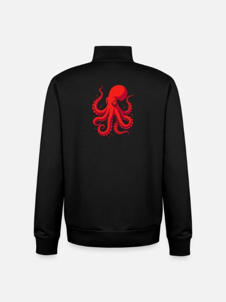 Crimson Octopus Pop Art - Unisex Organic Zip Sweatshirt by Stanley/Stella - black