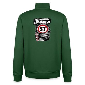 Schonend behandeln Verkehrsschild 57 Geburtstag - Unisex Organic Zip Sweatshirt von Stanley/Stella - Flaschengrün - Hinten - AI Model Male 185 dark (185cm)