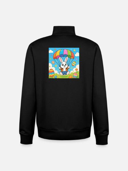 Osterhase mit Fallschirm - Unisex Organic Zip Sweatshirt von Stanley/Stella - Schwarz