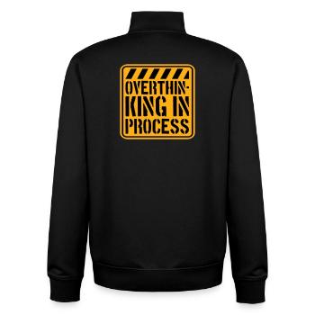 Overthinking In Process Funny Brooding Saying Logo - Unisex Organic Zip Sweatshirt by Stanley/Stella - black - Back - AI Model Male 185 light (185cm)