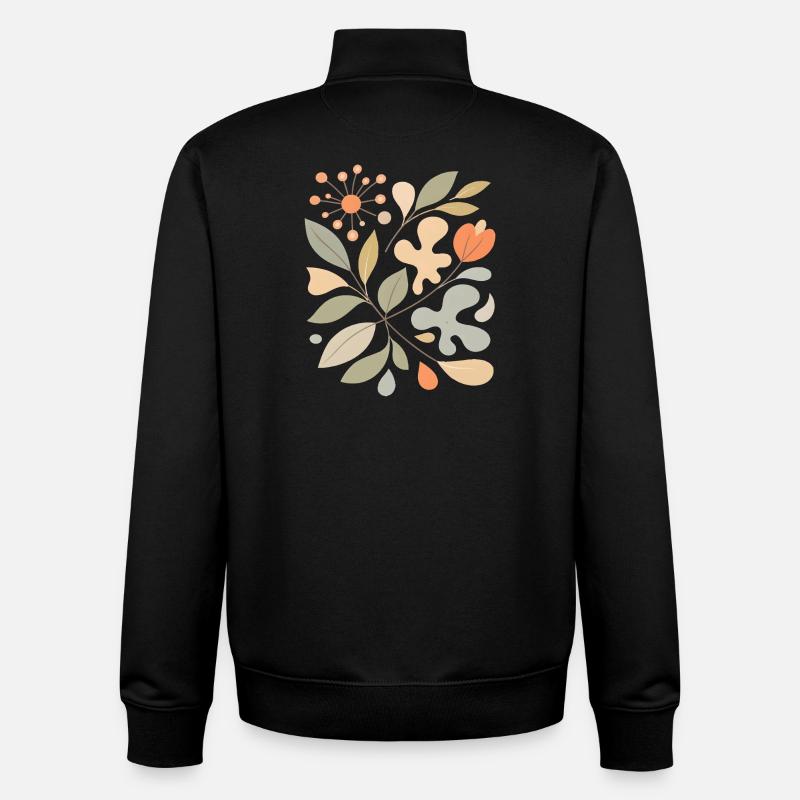 Abstract Floral Pattern Illustration - Unisex Organic Zip Sweatshirt by Stanley/Stella - black