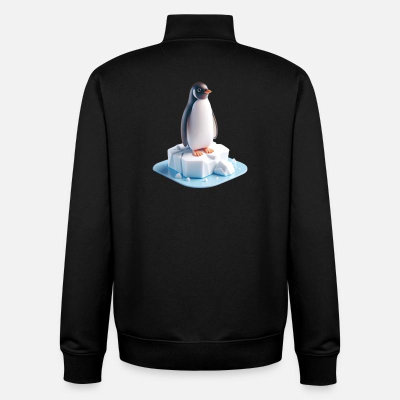 Pinguin auf Eisblock 3D - Unisex Organic Zip Sweatshirt by Stanley/Stella - black