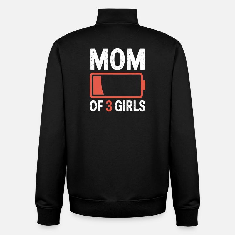 Mutter von 3 Mädchen Batterie-Ikon-Tee - Unisex Organic Zip Sweatshirt von Stanley/Stella - Schwarz