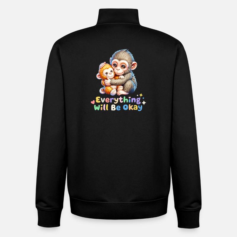 Alles wird gut, Affen-Duo - Unisex Organic Zip Sweatshirt von Stanley/Stella - Schwarz