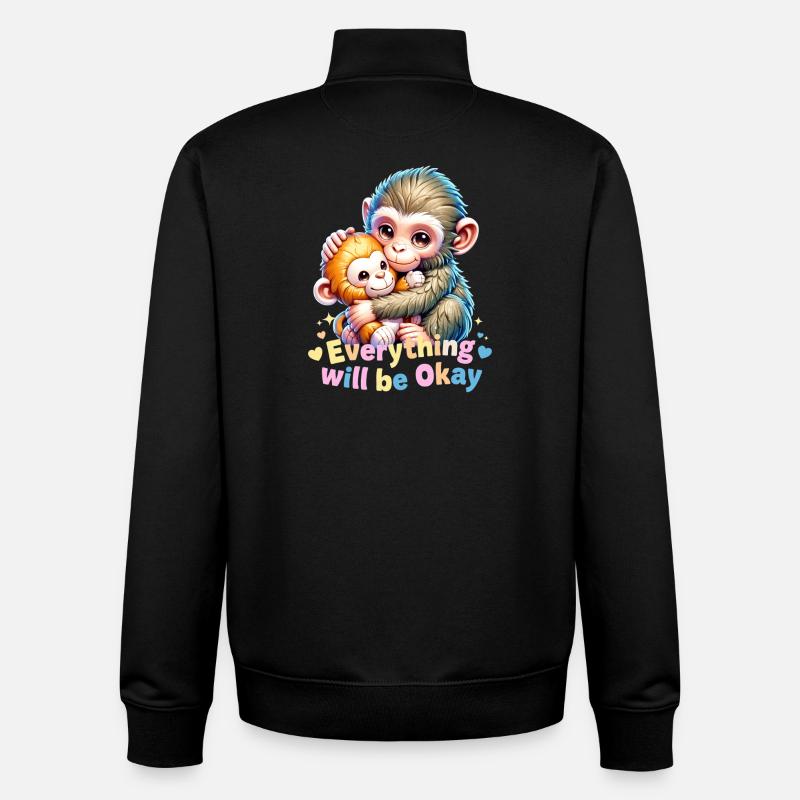Alles wird gut, Affenumarmung - Unisex Organic Zip Sweatshirt von Stanley/Stella - Schwarz