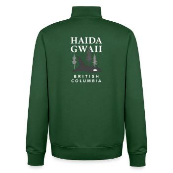Heida Gwaii British Columbia - Unisex Organic Zip Sweatshirt by Stanley/Stella - bottle green - Back - AI Model Male 185 dark (185cm)