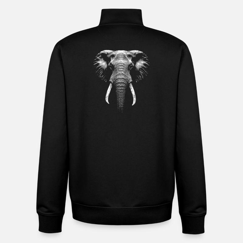 Éléphant d’afrique - Sweat zippé unisexe en coton bio Stanley/Stella - noir