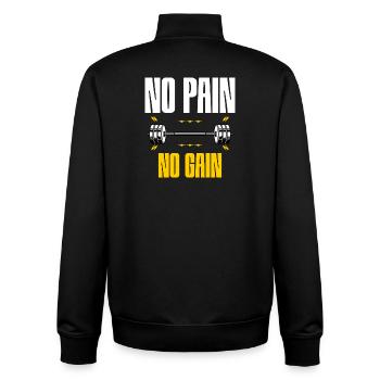 No Pain No Gain – Gym Motivation - Unisex Organic Zip Sweatshirt by Stanley/Stella - black - Back - AI Model Male 185 light (185cm)