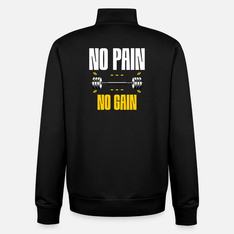 Pas de douleur, pas de gain – Motivation à la salle de sport - Sweat zippé unisexe en coton bio Stanley/Stella - noir
