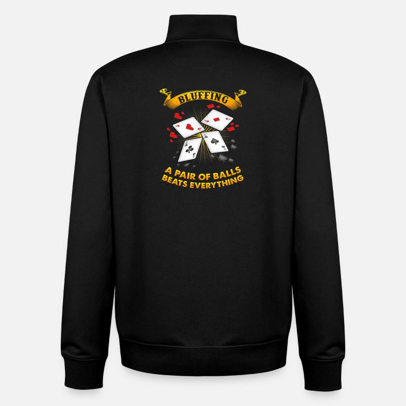 Dicton drôle de poker - Sweat zippé unisexe en coton bio Stanley/Stella - noir