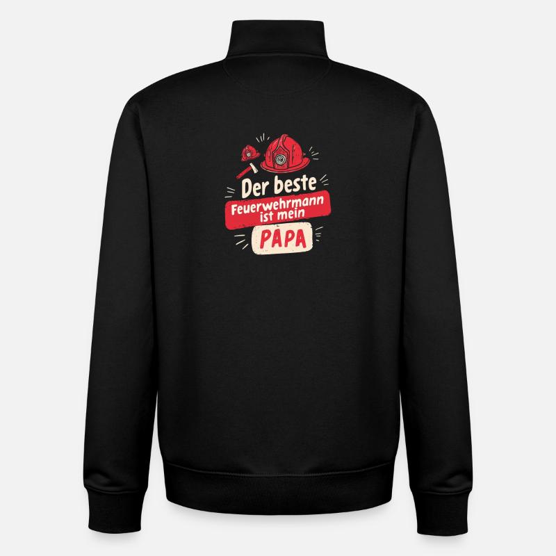 Papa pompier - Le meilleur pompier - Sweat zippé unisexe en coton bio Stanley/Stella - noir