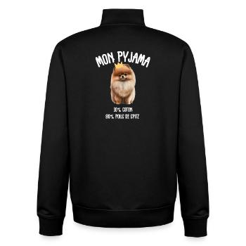 Pyjama Chien Spitz Poméranie Drôle - Sweat zippé unisexe en coton bio Stanley/Stella - noir - Dos - AI Model Male 185 light (185cm)