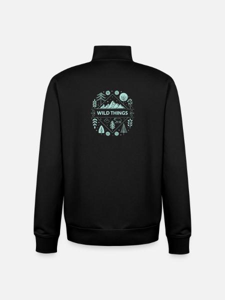 Wild Things Wild and Mountains - Unisex Organic Zip Sweatshirt by Stanley/Stella - black