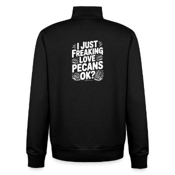 I Just Freaking Love Pecans Ok? - Unisex Organic Zip Sweatshirt by Stanley/Stella - black - Back - AI Model Male 185 light (185cm)