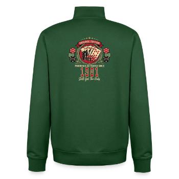 T-shirt Poker anniversaire 1981, T-shirt Poker Legend - Sweat zippé unisexe en coton bio Stanley/Stella - vert bouteille - Dos - AI Model Male 185 dark (185cm)