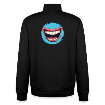 Lachender Cartoon, Mund weit offen und rote Lippen - Unisex Organic Zip Sweatshirt von Stanley/Stella - Schwarz - Hinten - AI Model Male 185 light (185cm)
