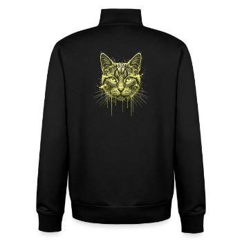 Katzen Portrait Gold Optik – Edles Katzen Gesicht - Unisex Organic Zip Sweatshirt von Stanley/Stella - Schwarz - Hinten - AI Model Male 185 light (185cm)