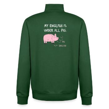 My English Is Under All Pig – Denglisch Spruch - Unisex Organic Zip Sweatshirt von Stanley/Stella - Flaschengrün - Hinten - AI Model Male 185 dark (185cm)