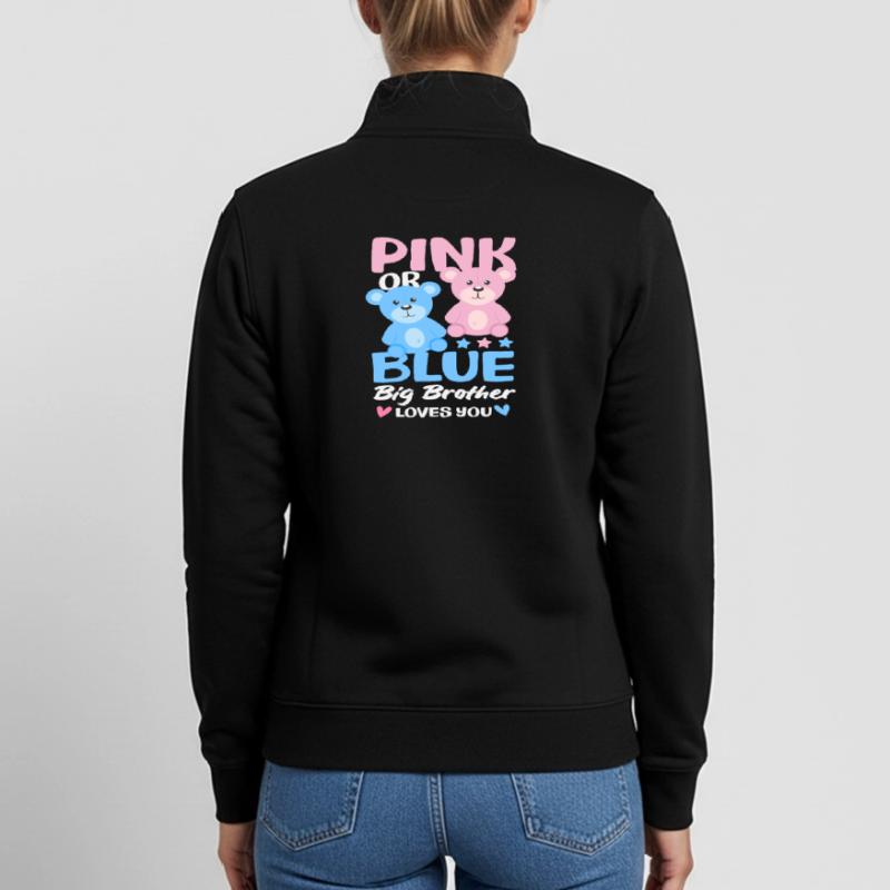 Pink Oder Blau Großer Bruder Liebt Dich Unisex Organic Zip Sweatshirt von Stanley/Stella