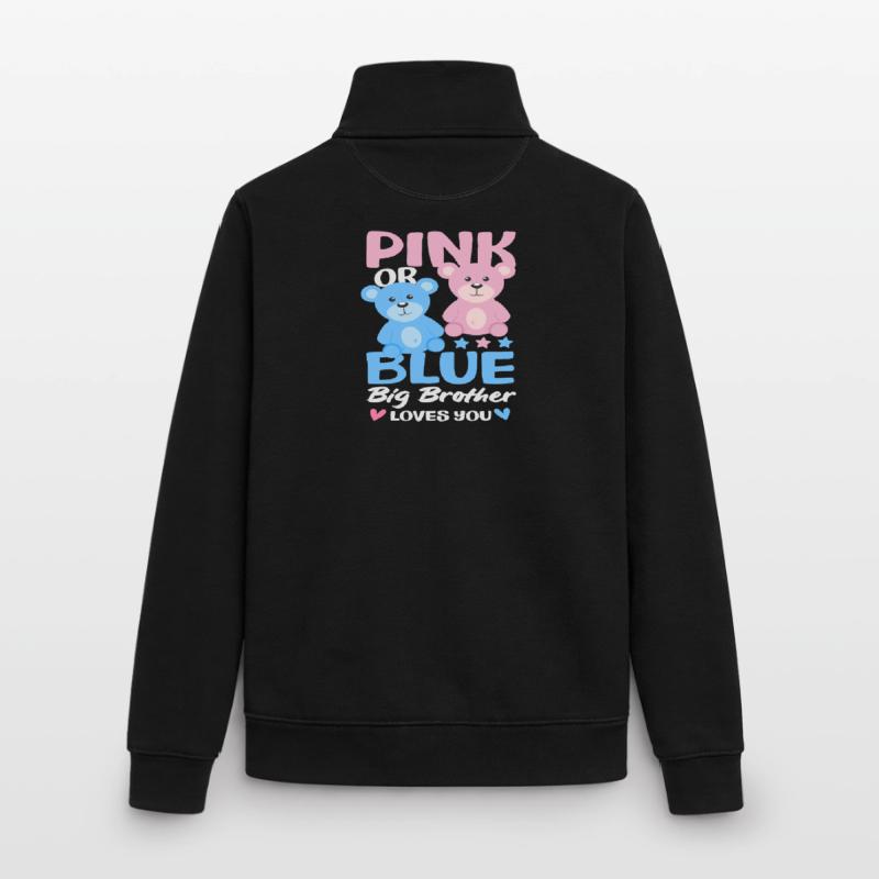 Pink Oder Blau Großer Bruder Liebt Dich Unisex Organic Zip Sweatshirt von Stanley/Stella