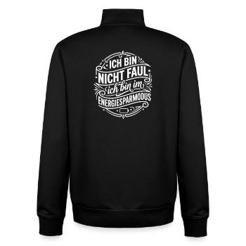 Energy saving mode humor - Unisex Organic Zip Sweatshirt by Stanley/Stella - black - Back - AI Model Male 185 light (185cm)