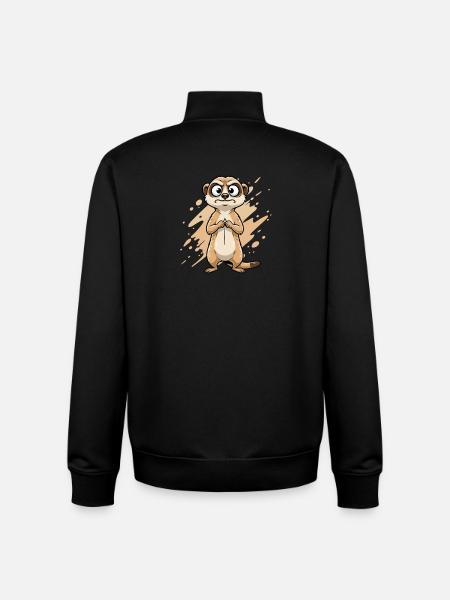 Caricature de Suricate Douteuse - Sweat zippé unisexe en coton bio Stanley/Stella - noir