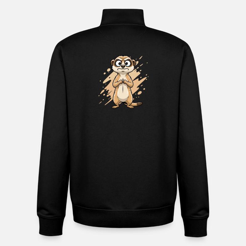 Caricature de Suricate Douteuse - Sweat zippé unisexe en coton bio Stanley/Stella - noir