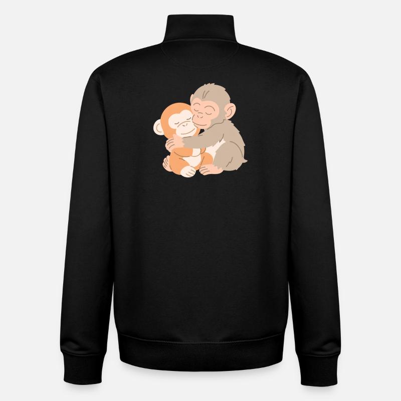 Umarmende Affen umarmen sich - Unisex Organic Zip Sweatshirt von Stanley/Stella - Schwarz