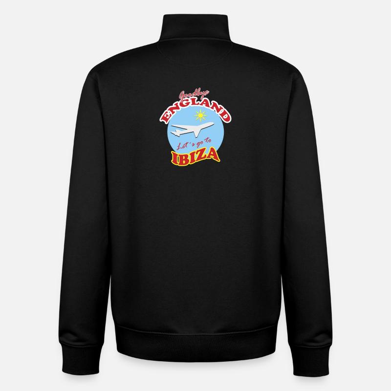 Adieu l’Angleterre. Allons à Ibiza. - Sweat zippé unisexe en coton bio Stanley/Stella - noir