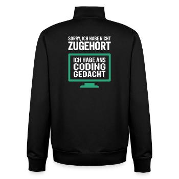 Thoughts instead of hearing on the pixel monitor - Unisex Organic Zip Sweatshirt by Stanley/Stella - black - Back - AI Model Male 185 light (185cm)
