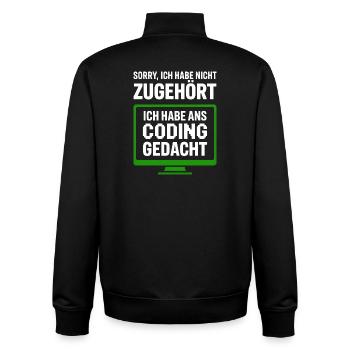 Sorry, Nicht Zugehört Coding Gedacht - Unisex Organic Zip Sweatshirt von Stanley/Stella - Schwarz - Hinten - AI Model Male 185 light (185cm)
