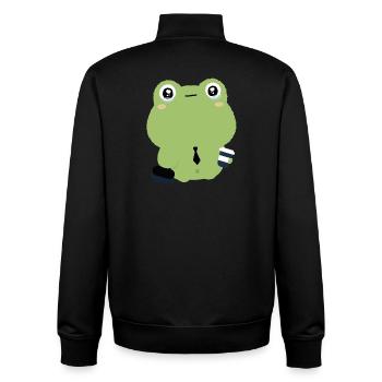 Tired Office Frog in Tie - Unisex Organic Zip Sweatshirt by Stanley/Stella - black - Back - AI Model Male 185 light (185cm)