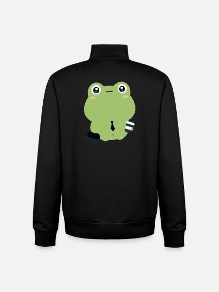 Tired Office Frog in Tie - Unisex Organic Zip Sweatshirt by Stanley/Stella - black