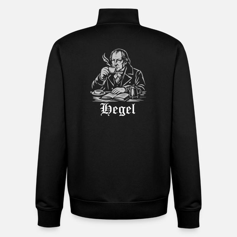 Philosopher Hegel is drinking Coffee - Unisex Organic Zip Sweatshirt by Stanley/Stella - black