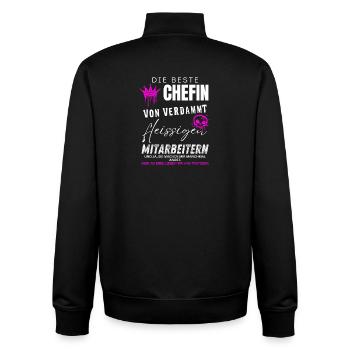 beste Chefin von verdammt fleissigen Mitarbeitern - Unisex Organic Zip Sweatshirt von Stanley/Stella - Schwarz - Hinten - AI Model Male 185 light (185cm)