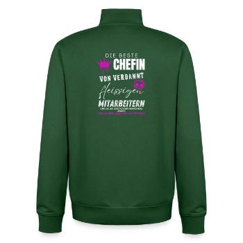 beste Chefin von verdammt fleissigen Mitarbeitern - Unisex Organic Zip Sweatshirt von Stanley/Stella - Flaschengrün - Hinten - AI Model Male 185 dark (185cm)
