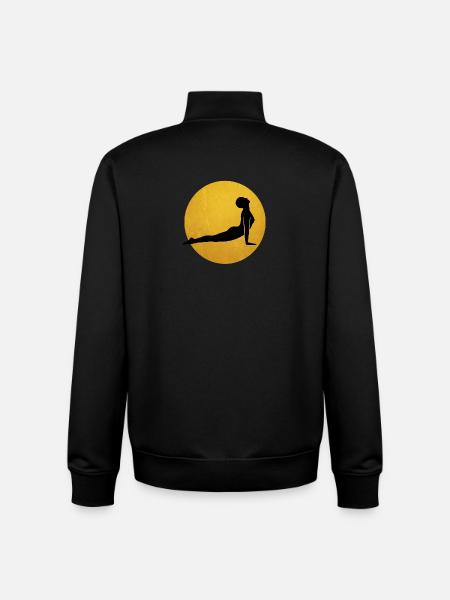 Looking Up Dog Yoga Silhouette Sun - Unisex Organic Zip Sweatshirt by Stanley/Stella - black