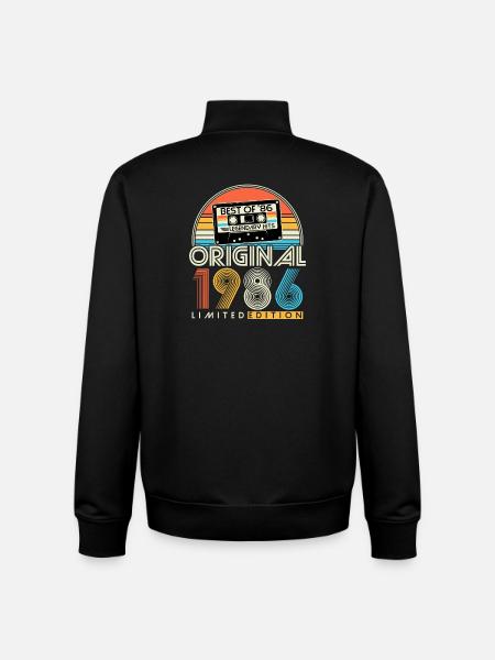 1986 Vintage Vintage Retro Fødselsdagsgave - Stanley/Stella unisex sweatshirt med lynlås i økologisk - sort