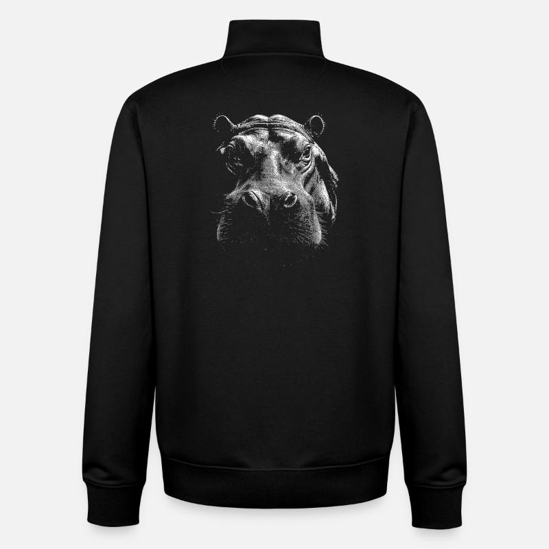 Hippopotame - Sweat zippé unisexe en coton bio Stanley/Stella - noir