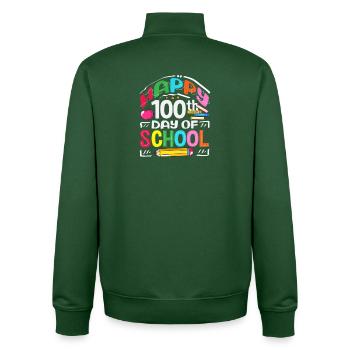 Happy 100 Days School Colorful Design - Unisex Organic Zip Sweatshirt by Stanley/Stella - bottle green - Back - AI Model Male 185 dark (185cm)